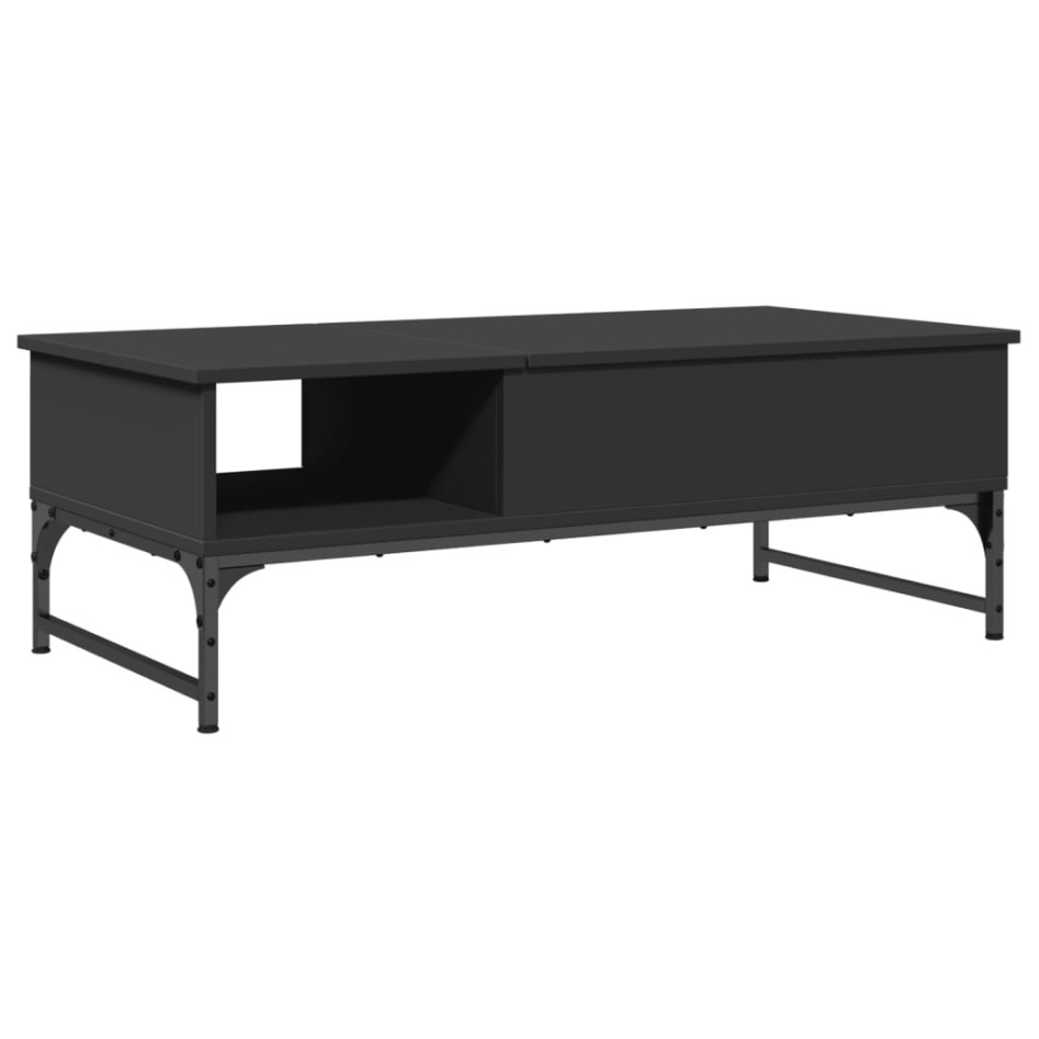 Mesa de centro de madera ingeniería y metal negro 100x50x35