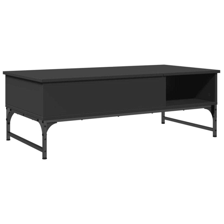 Mesa de centro de madera ingeniería y metal negro 100x50x35