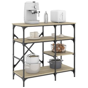 Estantería de cocina madera ingeniería metal roble 90x40x84