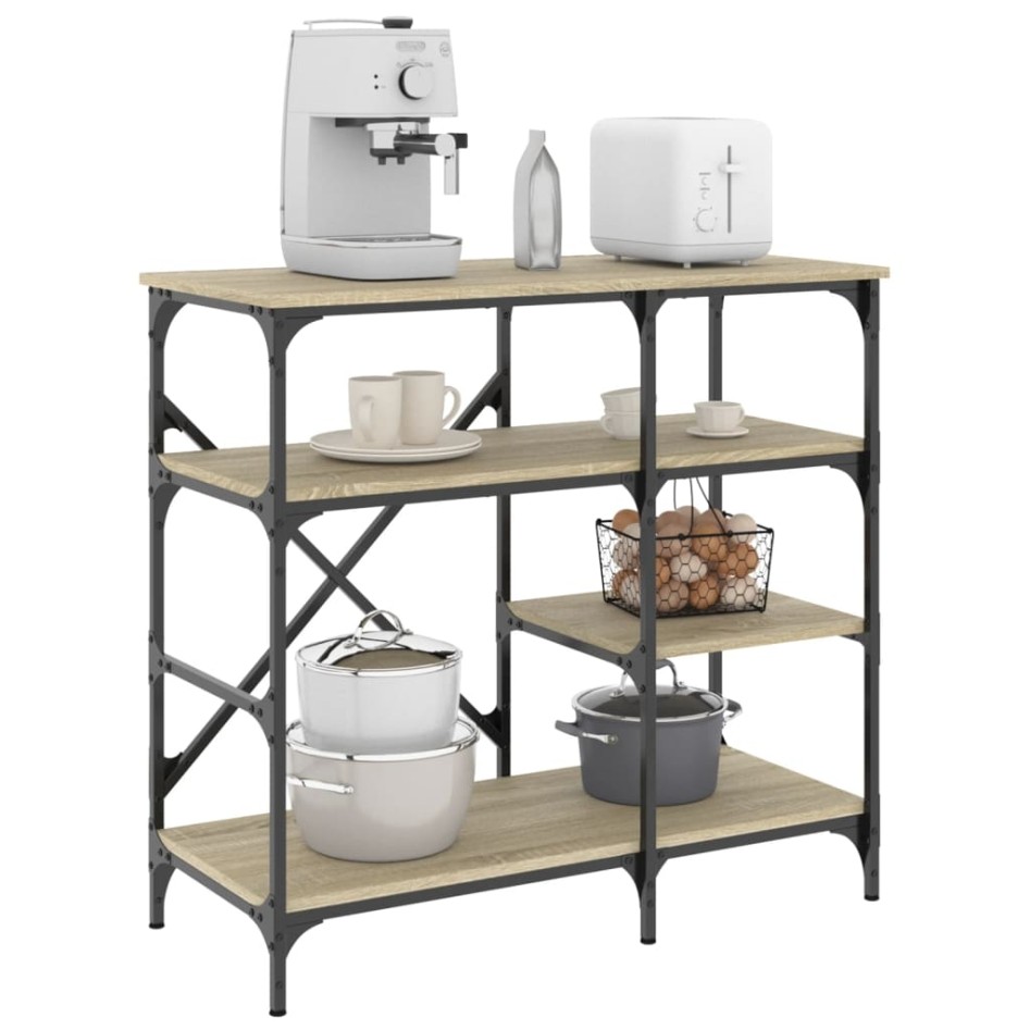 Estantería de cocina madera ingeniería metal roble 90x40x84