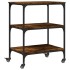Carrito de cocina madera ingeniería roble ahumado 60x41x76