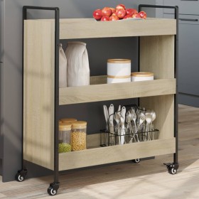 Carrito de cocina madera de ingeniería roble Sonoma 70x30x82