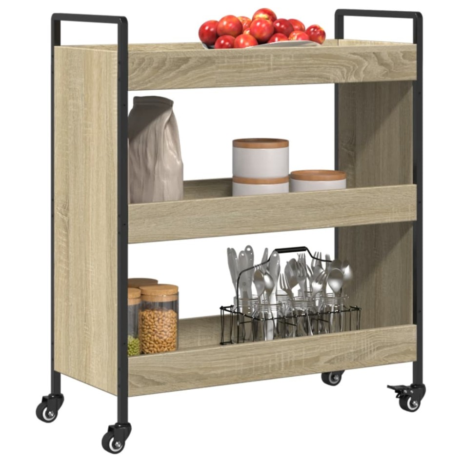 Carrito de cocina madera de ingeniería roble Sonoma 70x30x82
