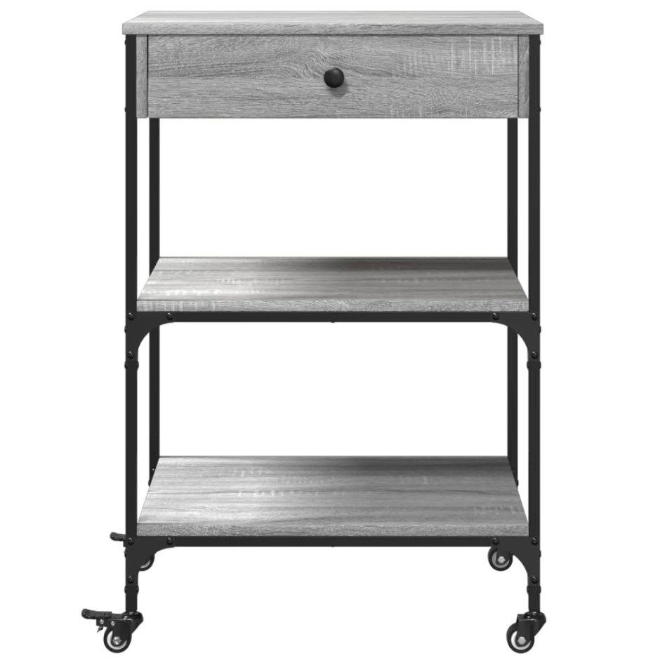 Carrito de cocina madera ingeniería gris Sonoma 60x48x89,5