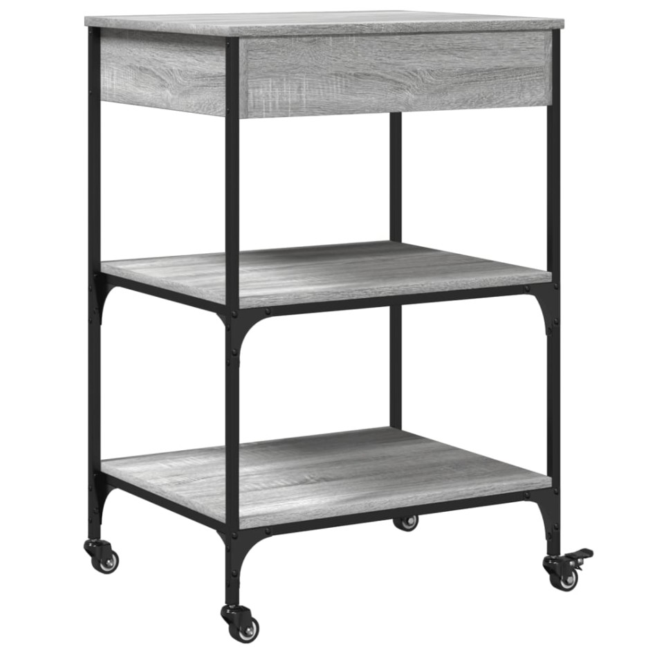 Carrito de cocina madera ingeniería gris Sonoma 60x48x89,5