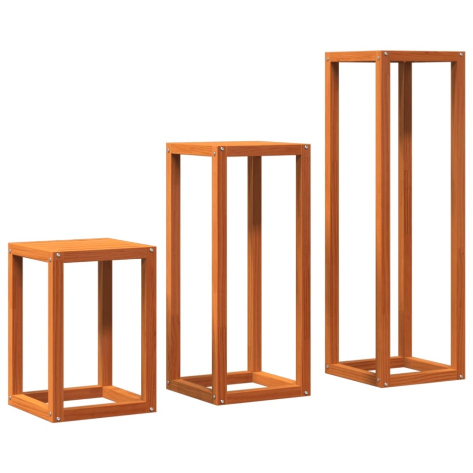 Soportes para plantas 3 piezas madera maciza pino marrón
