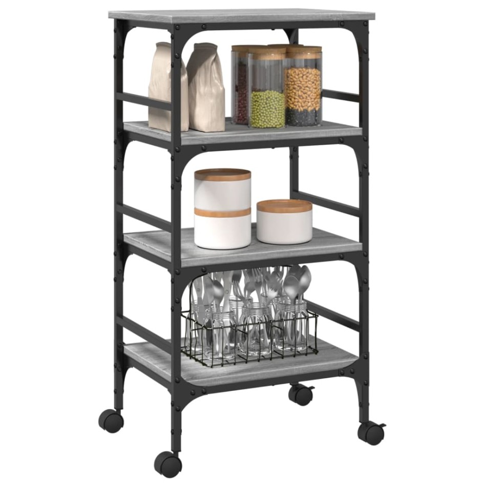 Carrito de cocina madera ingeniería gris Sonoma 45x35x89,5