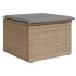 Taburete de jardín con cojín ratán sintético beige