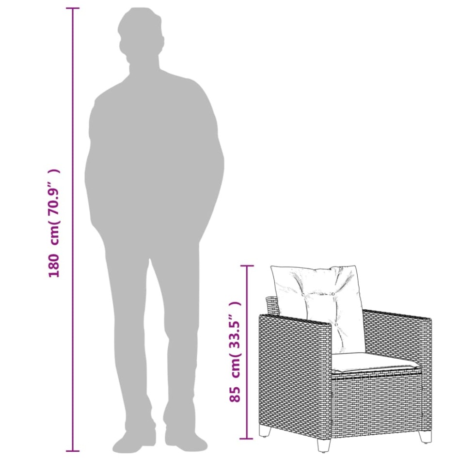 Silla de jardín con cojines ratán sintético