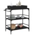 Carrito de cocina de madera de ingeniería negro 81,5x41x92,5