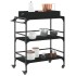 Carrito de cocina de madera de ingeniería negro 81,5x41x92,5