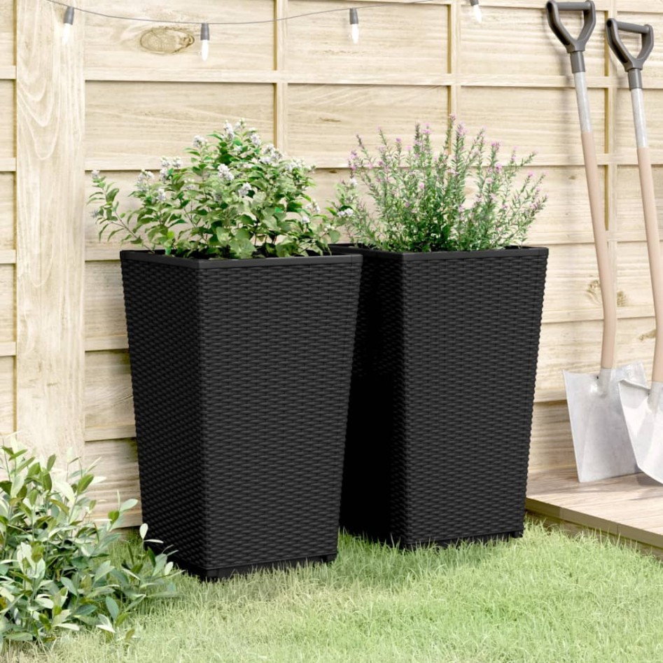 Jardineras 2 unidades PP negro 32,5x32,5x57