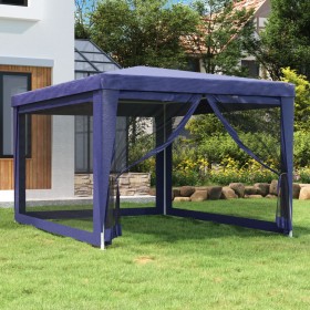 Carpa para fiestas con 4 paredes de malla HDPE azul 3x4