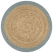 Alfombra hecha a mano de yute con borde verde oliva 150 cm