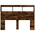 Cabecero de cama con luz LED roble ahumado 140x17x102