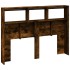 Cabecero de cama con luz LED roble ahumado 140x17x102