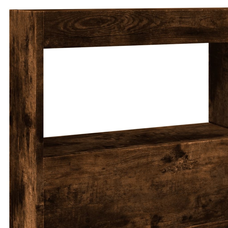 Cabecero de cama con luz LED roble ahumado 140x17x102