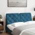Cabecero de cama acolchado terciopelo azul 140