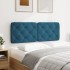 Cabecero de cama acolchado terciopelo azul 140