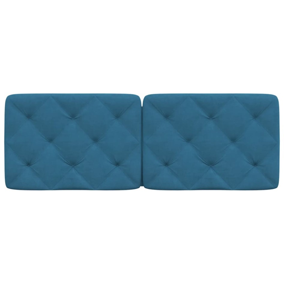 Cabecero de cama acolchado terciopelo azul 140