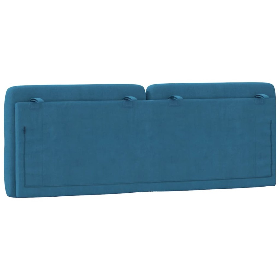 Cabecero de cama acolchado terciopelo azul 140