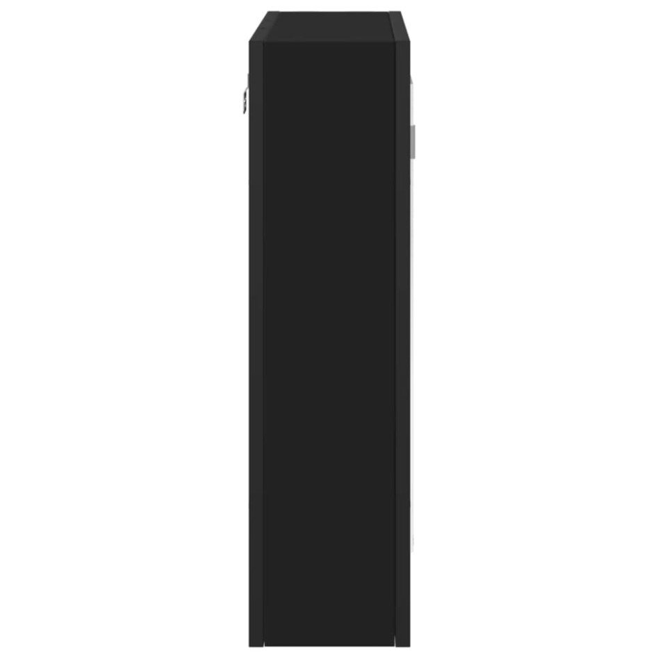 Armario con espejo de baño madera ingeniería negro 60x16x60