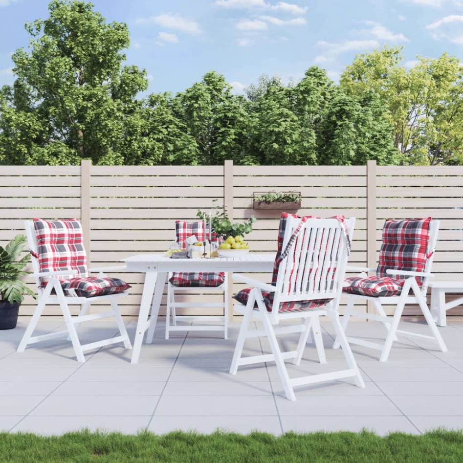 Cojines para silla respaldo bajo 4 uds tela Oxford cuadros