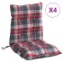 Cojines para silla respaldo bajo 4 uds tela Oxford cuadros