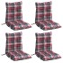 Cojines para silla respaldo bajo 4 uds tela Oxford cuadros