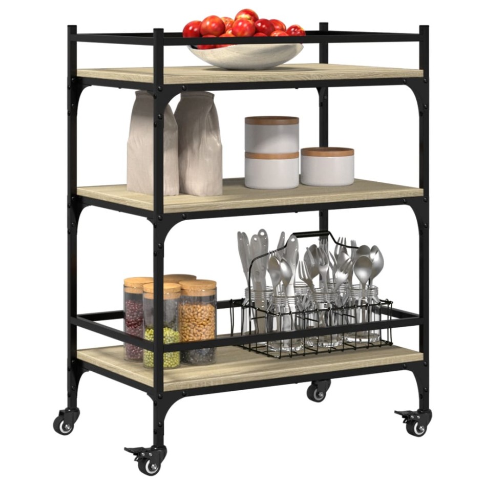 Carrito de cocina madera ingeniería roble Sonoma 65x40x86,5