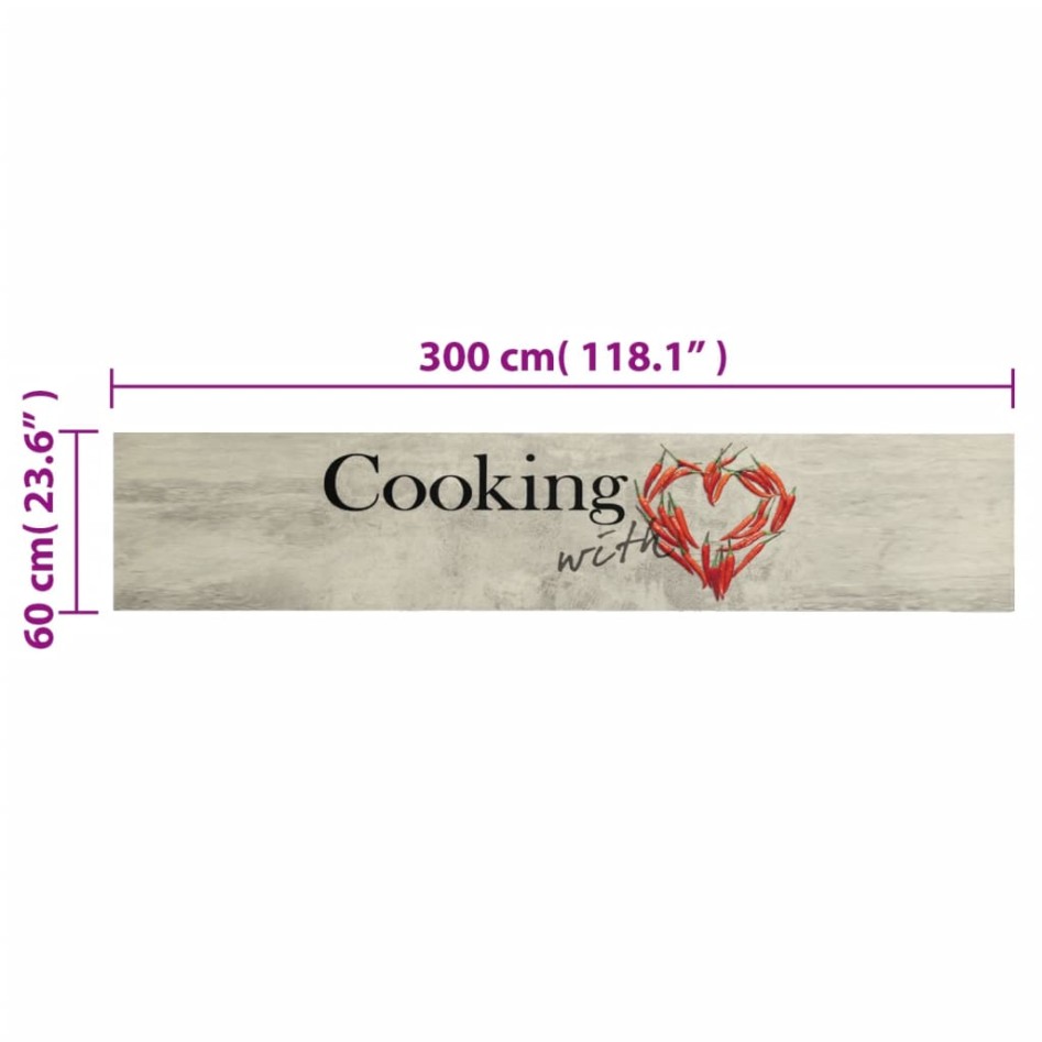 Alfombra de cocina lavable terciopelo Peper Cooking 60x300