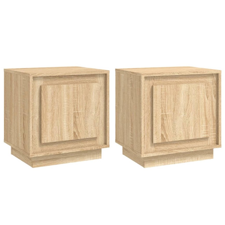 Mesitas de noche 2 uds madera contrachapada roble 44x35x45