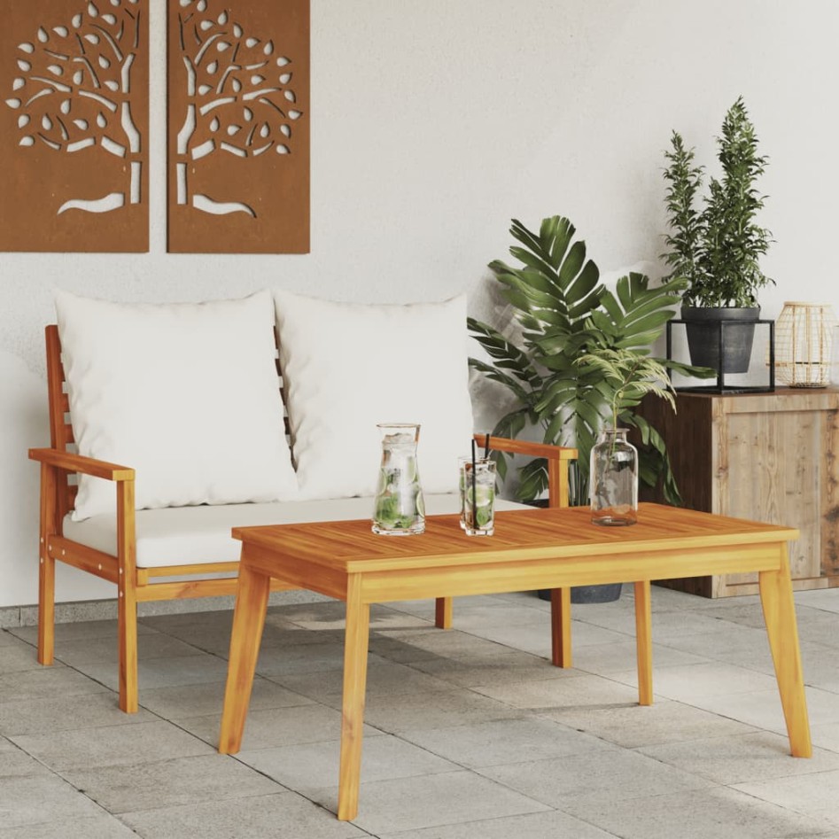 Mesa de comedor de jardín madera maciza de acacia 100x55x45