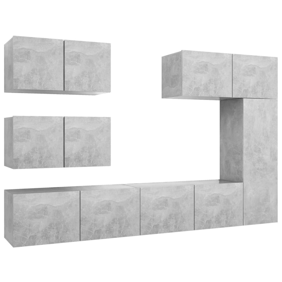 Set muebles de salón TV 6 pzas madera ingeniería gris