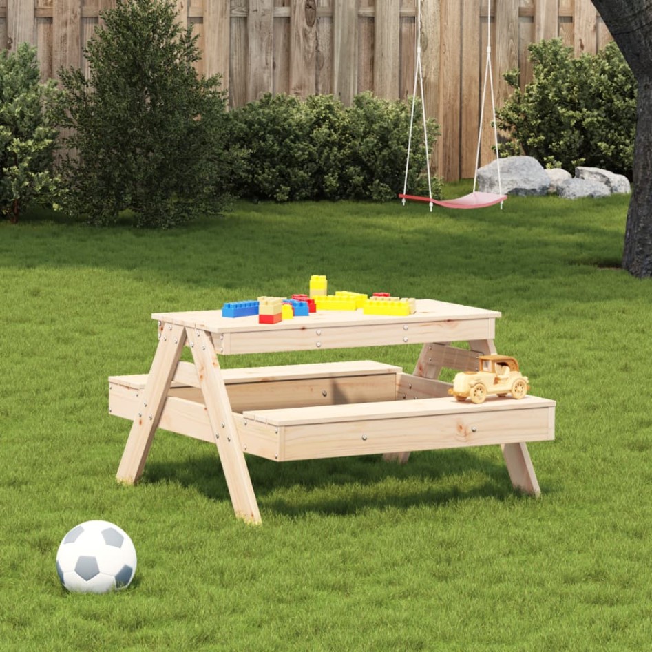 Mesa de picnic para niños madera maciza de pino 88x97x52