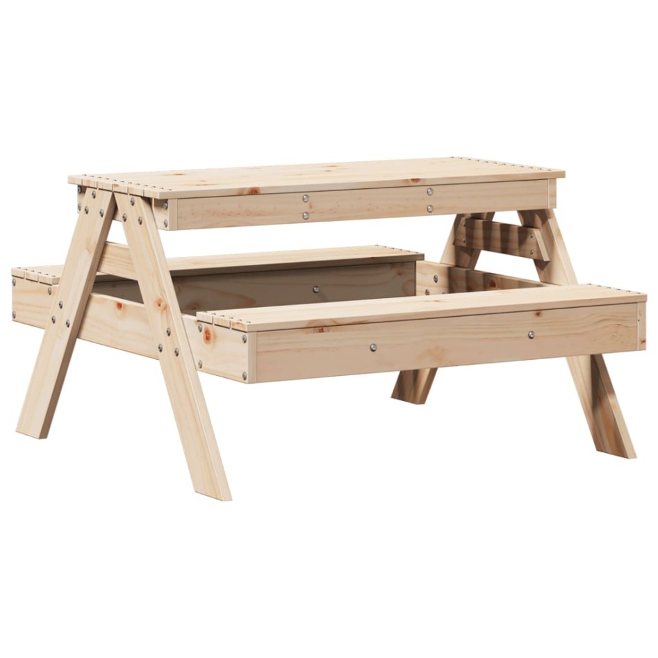 Mesa de picnic para niños madera maciza de pino 88x97x52