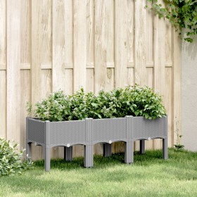 Jardinera con patas PP gris claro 120x40x42