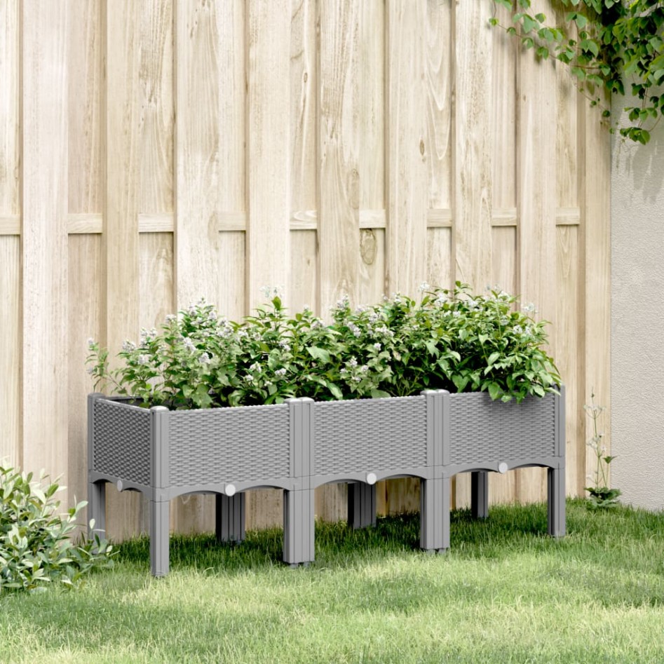 Jardinera con patas PP gris claro 120x40x42