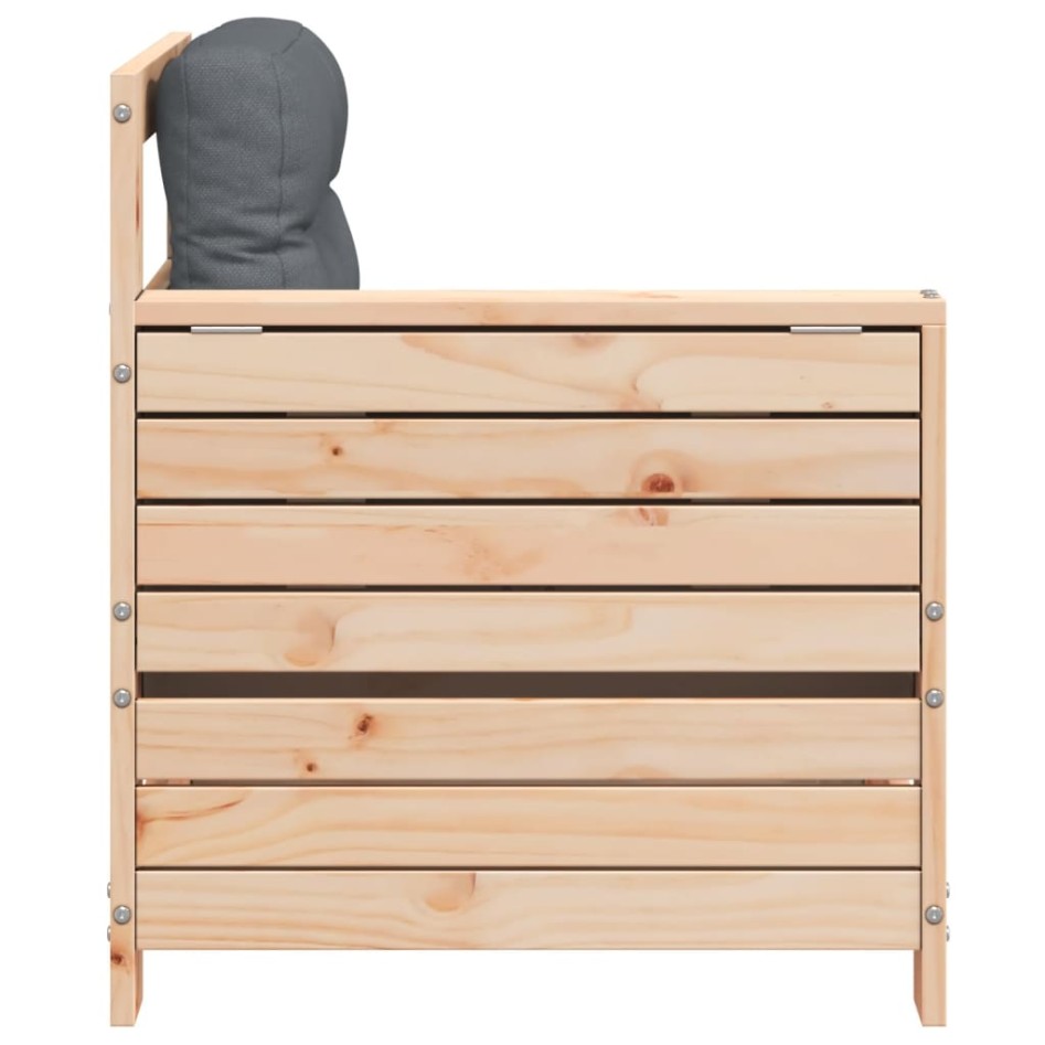 Sofá de jardín con reposabrazos y cojín madera maciza de