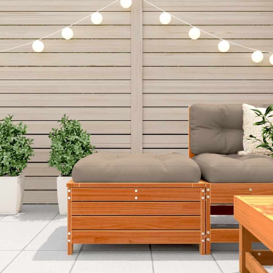 Taburete de jardín madera de pino marrón cera 62x63,5x32