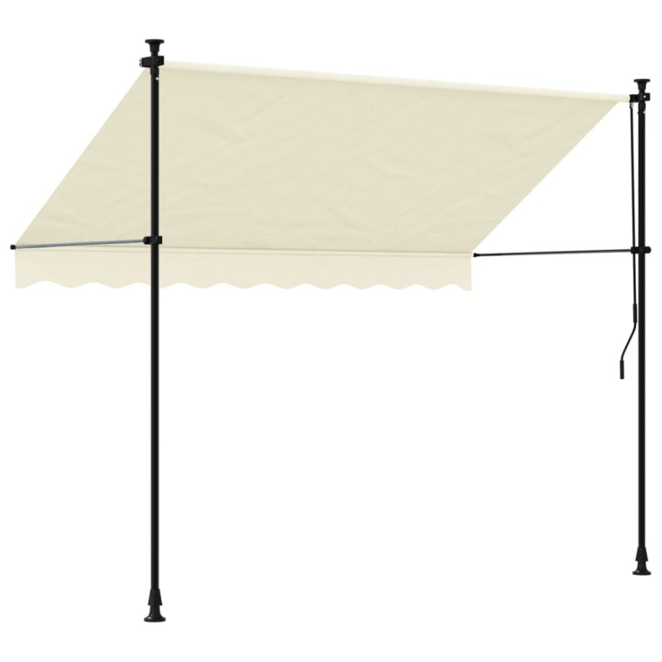 Toldo retráctil de tela y acero crema 250x150