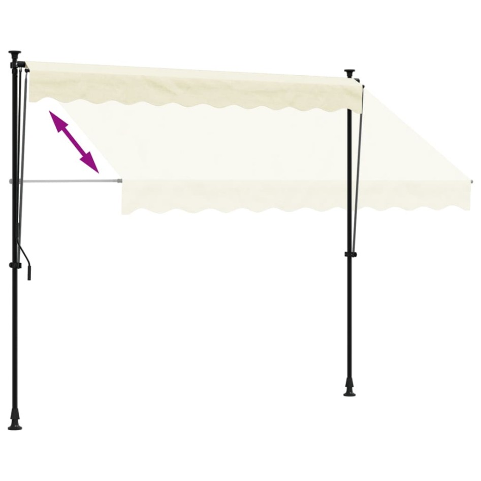 Toldo retráctil de tela y acero crema 250x150