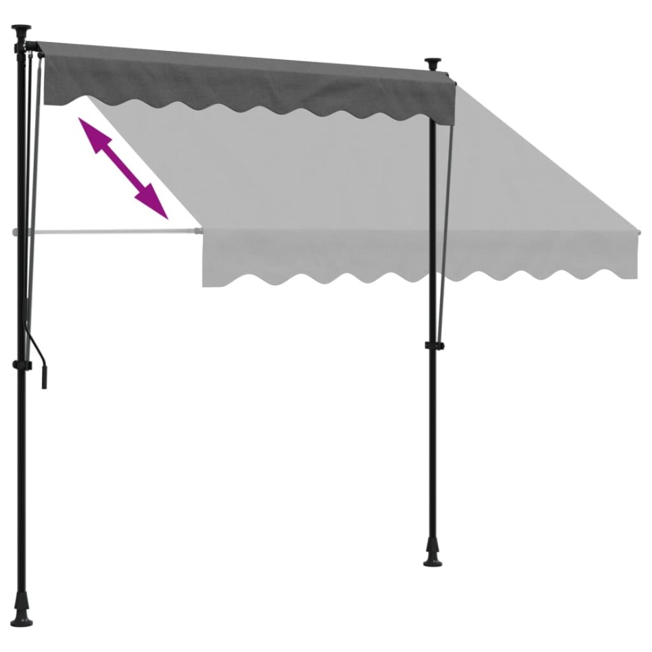 Toldo retráctil de tela y acero gris antracita 200x150