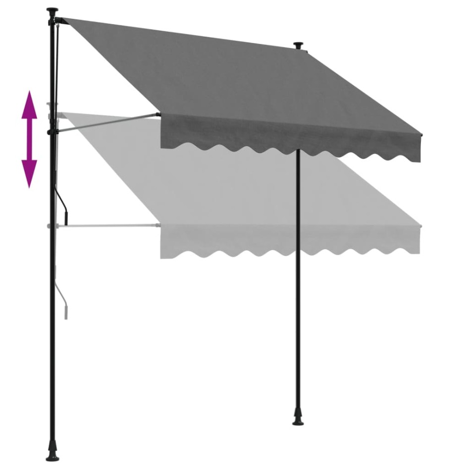 Toldo retráctil de tela y acero gris antracita 200x150