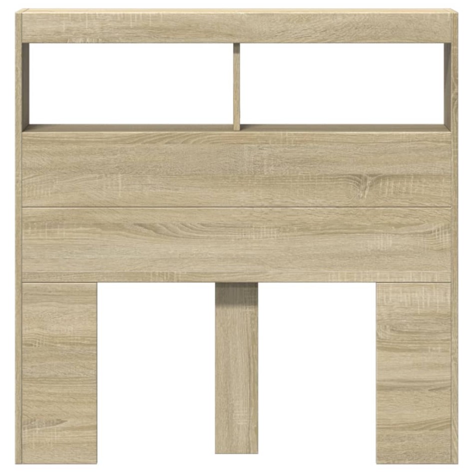 Cabecero de cama con LED roble Sonoma 100x17x102