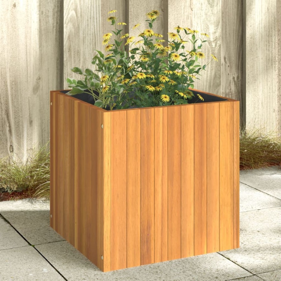 Jardinera de madera maciza de acacia 45x45x45