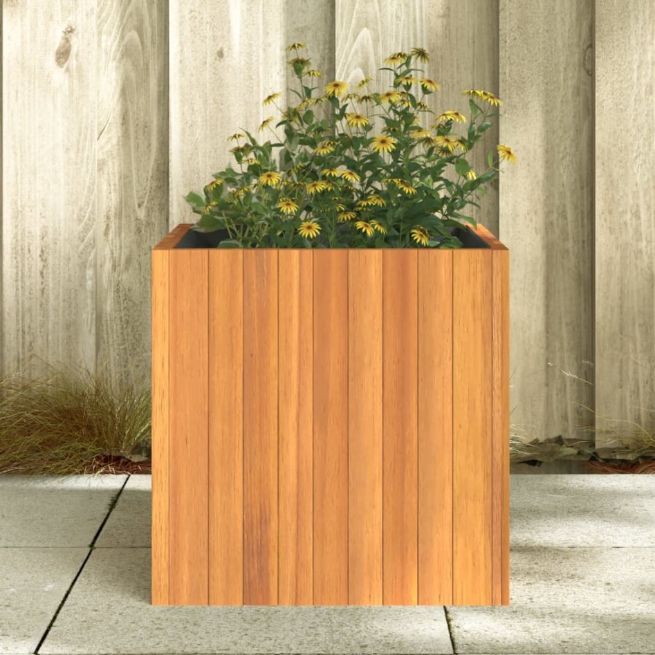 Jardinera de madera maciza de acacia 45x45x45
