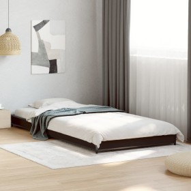 Estructura de cama madera de ingeniería y metal negra 75x190