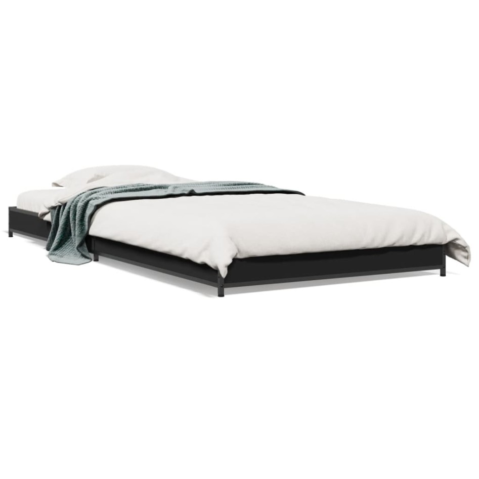 Estructura de cama madera de ingeniería y metal negra 75x190