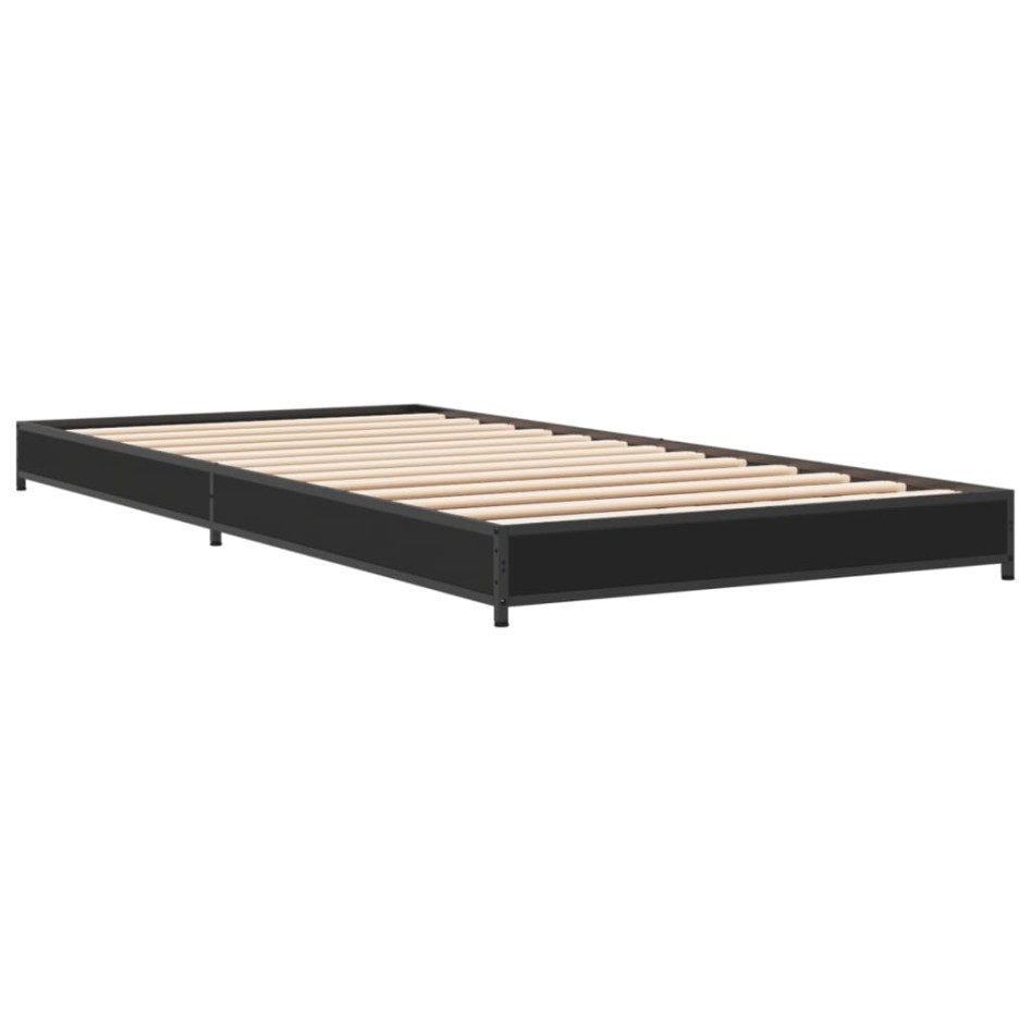 Estructura de cama madera de ingeniería y metal negra 75x190